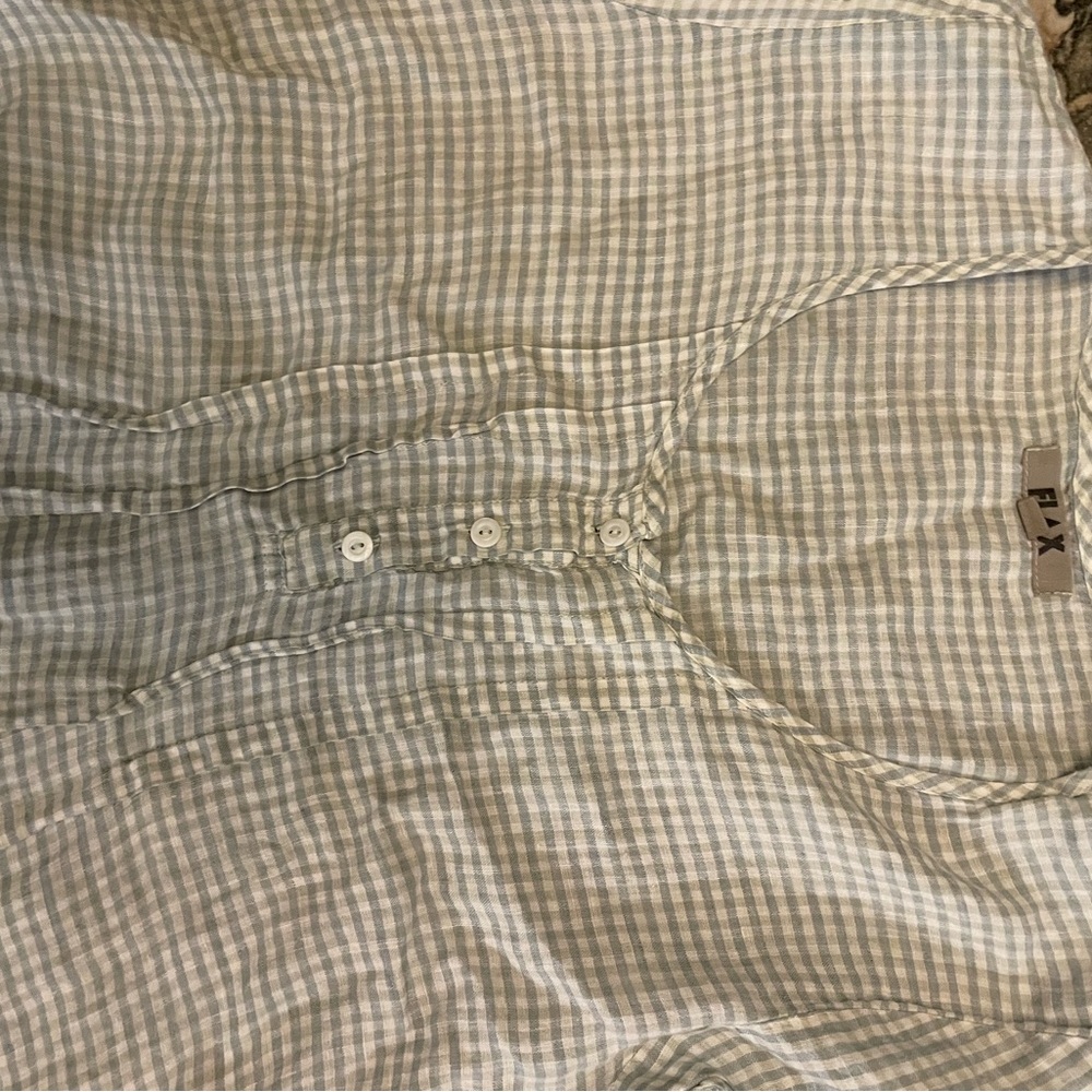 Flax Women's Green Checkered Blouse